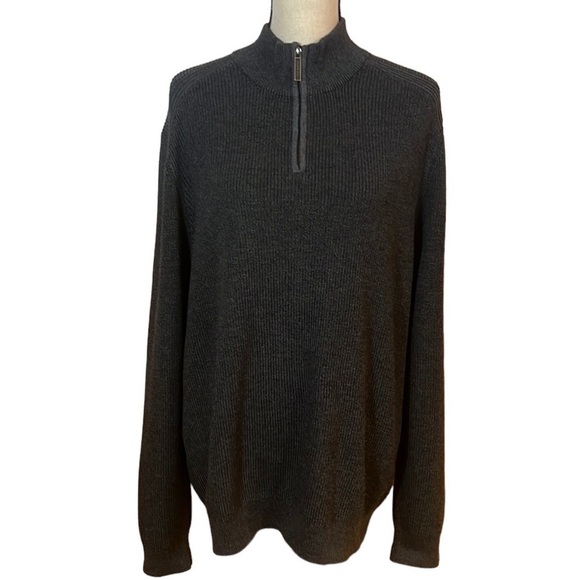 Ted Baker London Charcoal Half Zip Funnel Neck Sweater Sz-XL/6 - Picture 1 of 9
